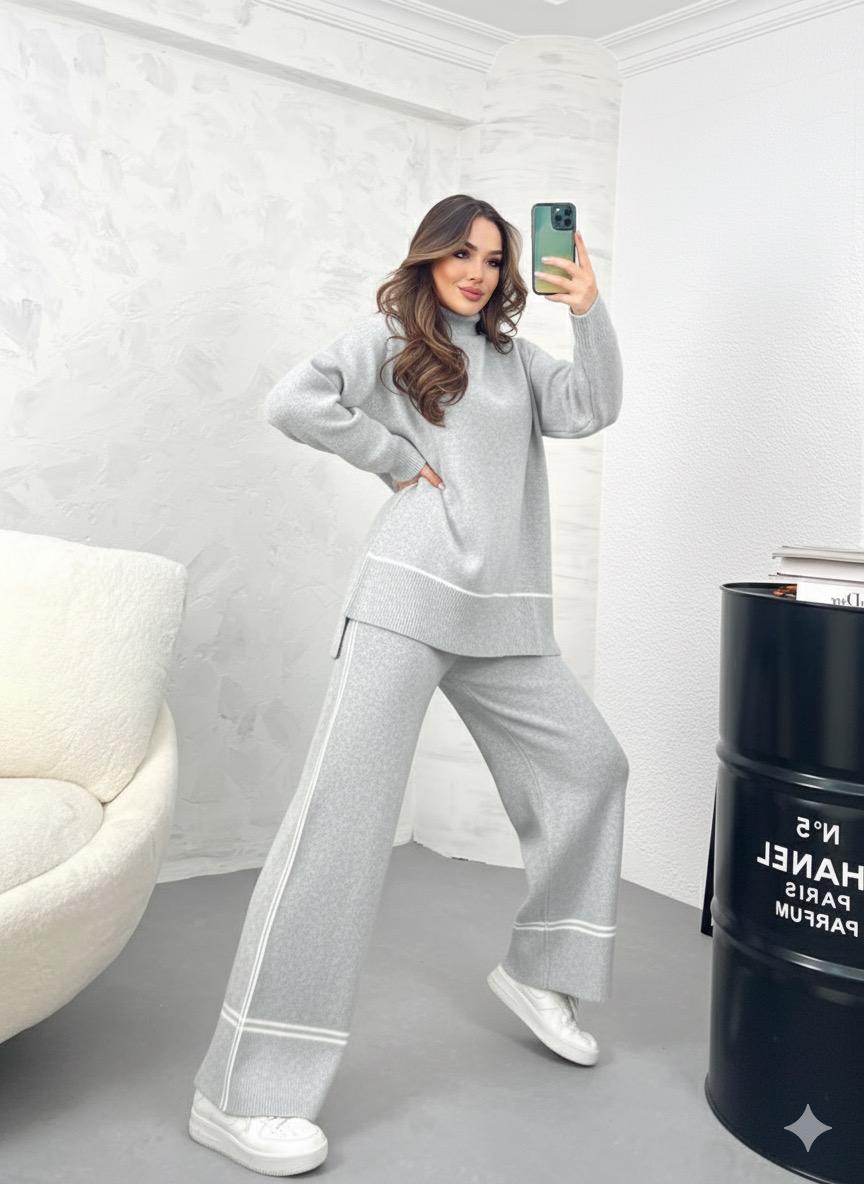 Compleu Damă Tricotat Serena cu Pantaloni Evazați 0040
