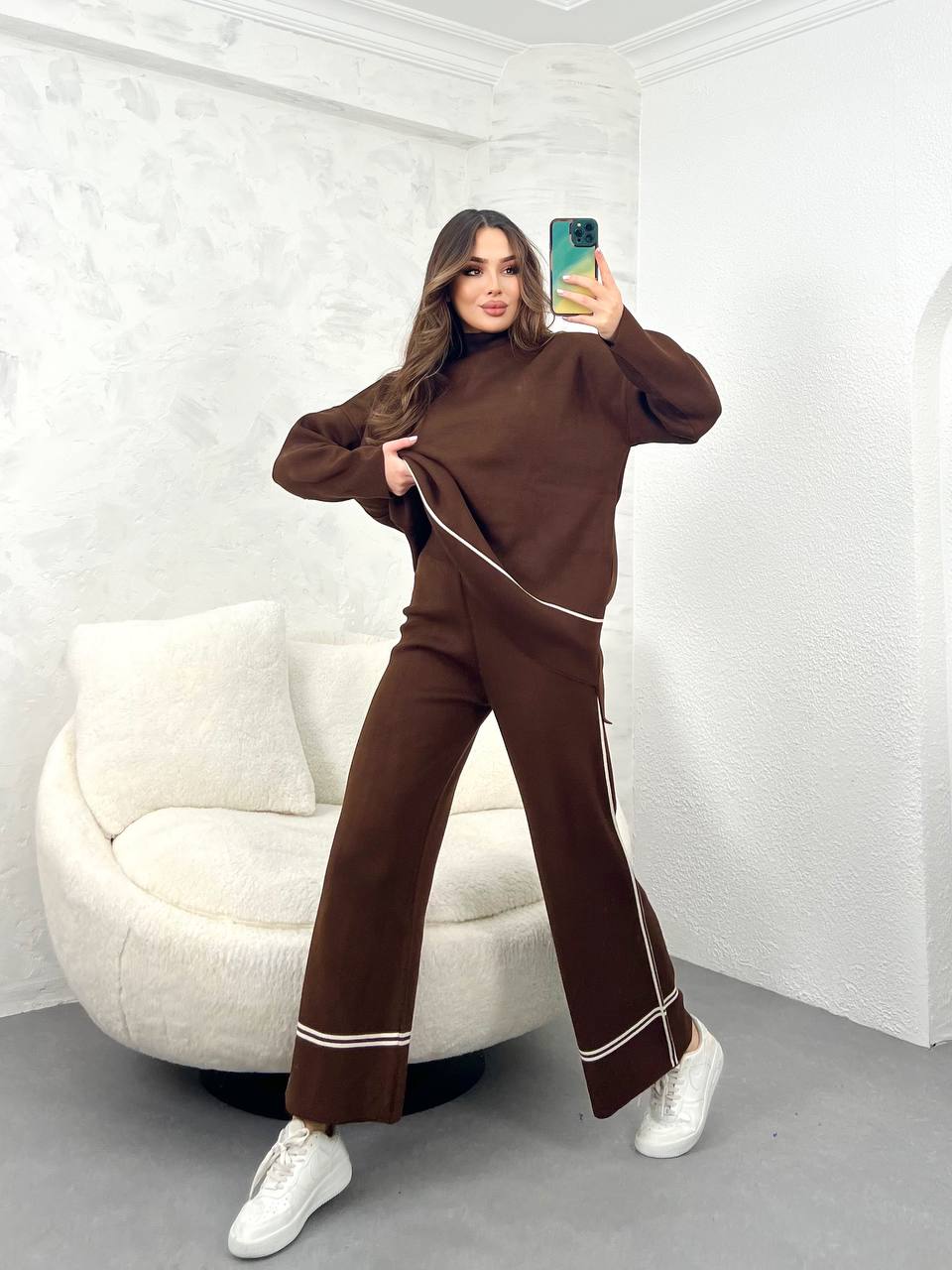 Compleu Damă Tricotat Serena cu Pantaloni Evazați 0040